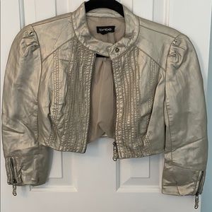 Bebe Crop Leather Moto Jacket